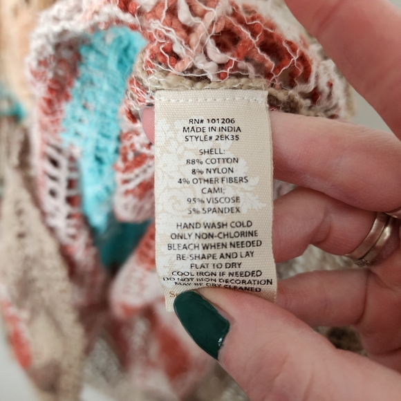 SOFT SURROUNDINGS open knit cover up sweater tunic blouse L - Picture 6 of 10